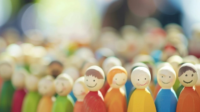 Apró színes, vidám bábuk együtt